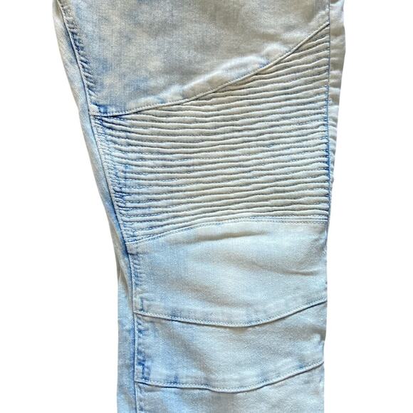 H&M Skinny Stretch Jeans Moto Biker Denim Acid Wash Button Fly Blue Mens Size 36 - Picture 5 of 8